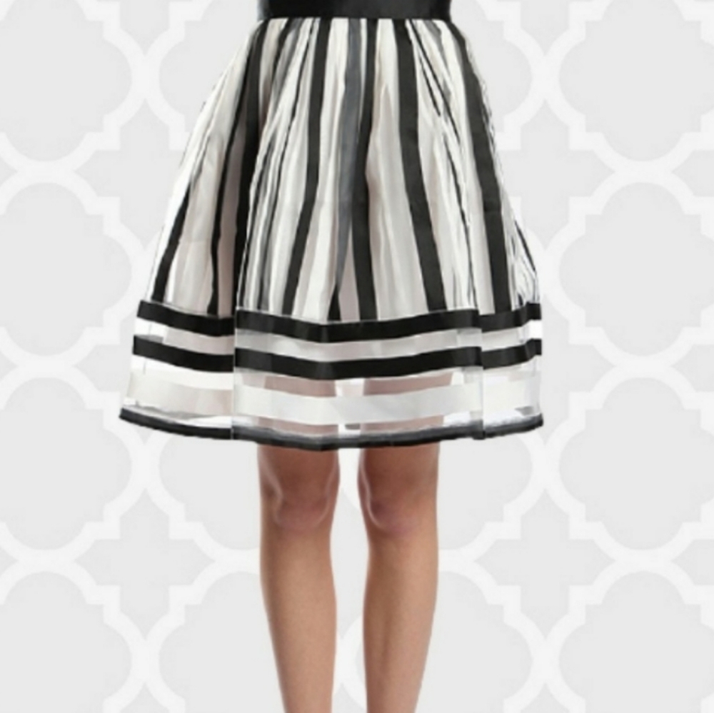 Ryu Elegant Black & Ivory Striped Skirt